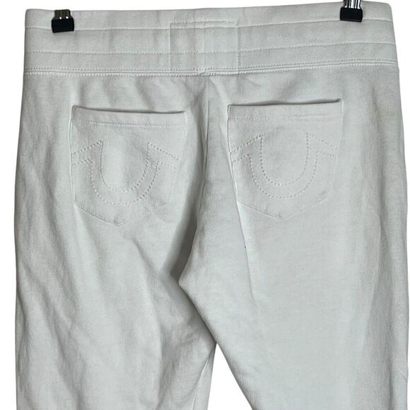True Religion Spell Out Joggers Pants Women's XS Logo Pockets Tapered White - Picture 3 of 8
